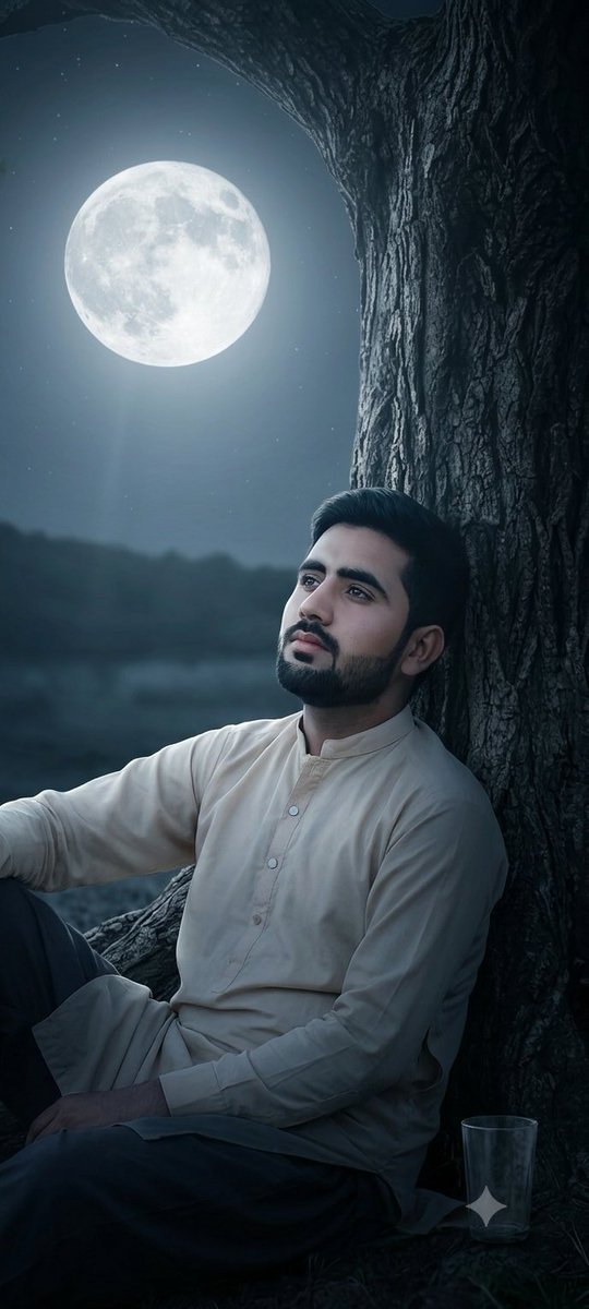 Moonlit Solitude Under Ancient Tree