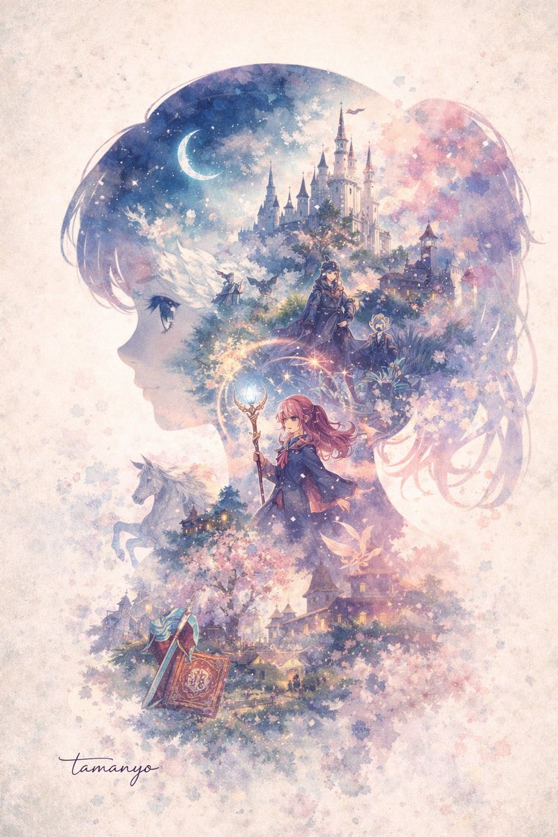 Dreamy Watercolor Double Exposure Fantasy Art