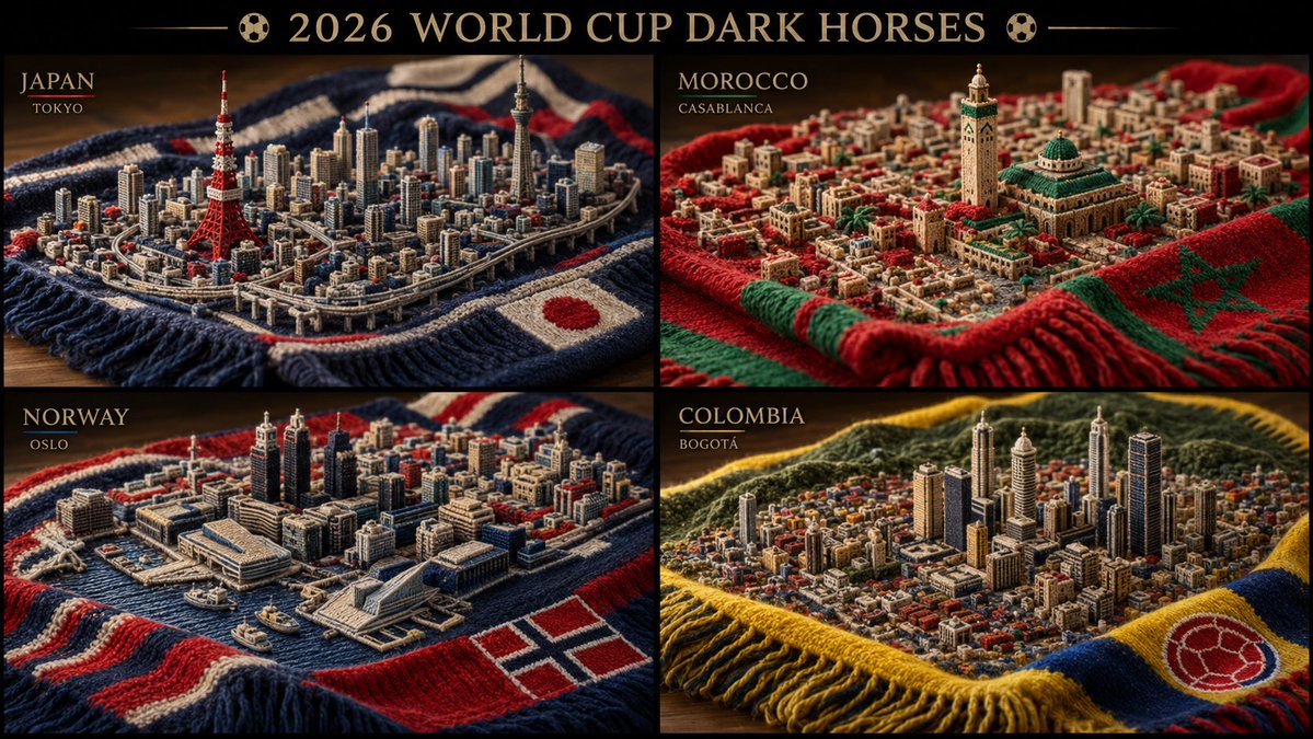 Knitted World Cup Dark Horse Scarves