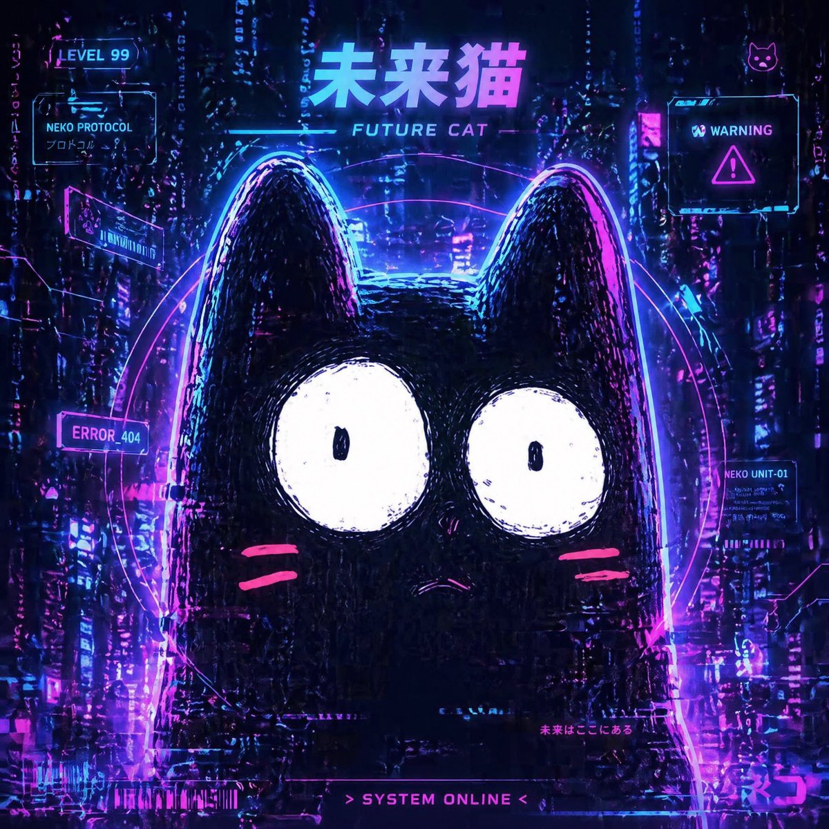 Cyberpunk Future Cat Neon