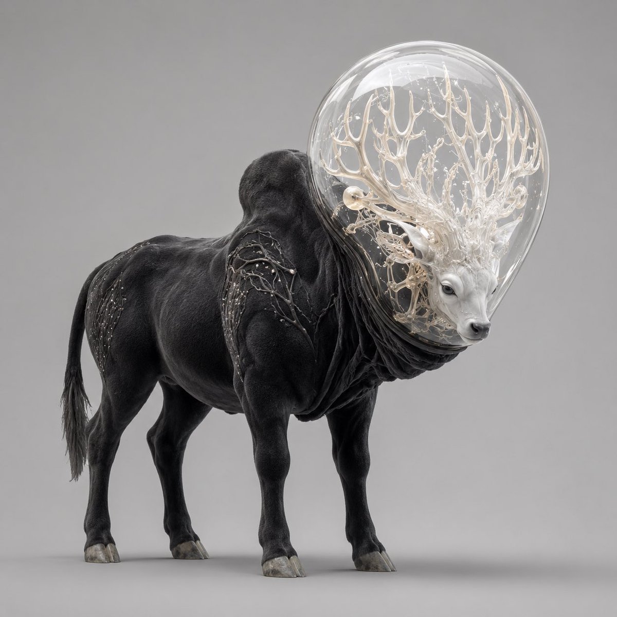 Glass Orb Deer Bull Creature