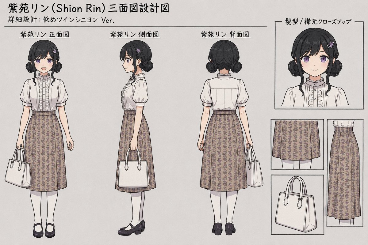 Shion Rin Anime Character Design Sheet