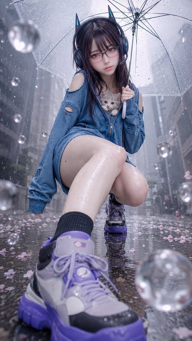 Rainy Alley Cat-Ear Girl