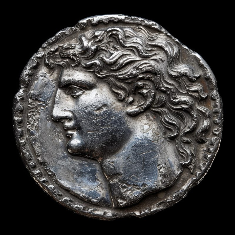 Ancient Greek Silver Janus Coin Texture Study