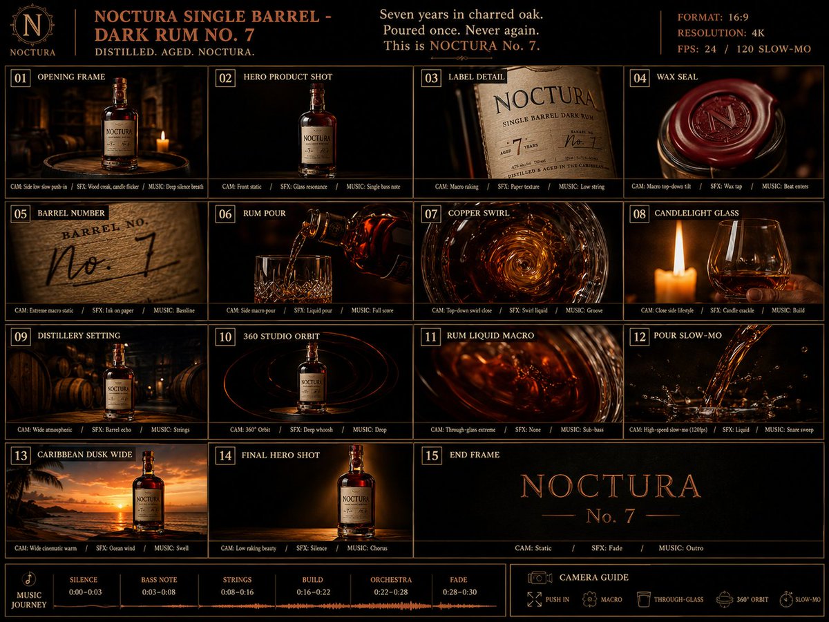 Noctura Rum Cinematic Storyboard