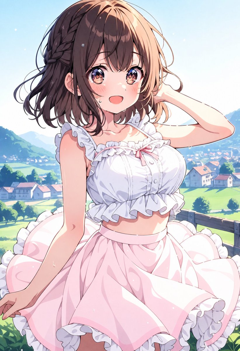 Anime Girl on Sunny Hillside