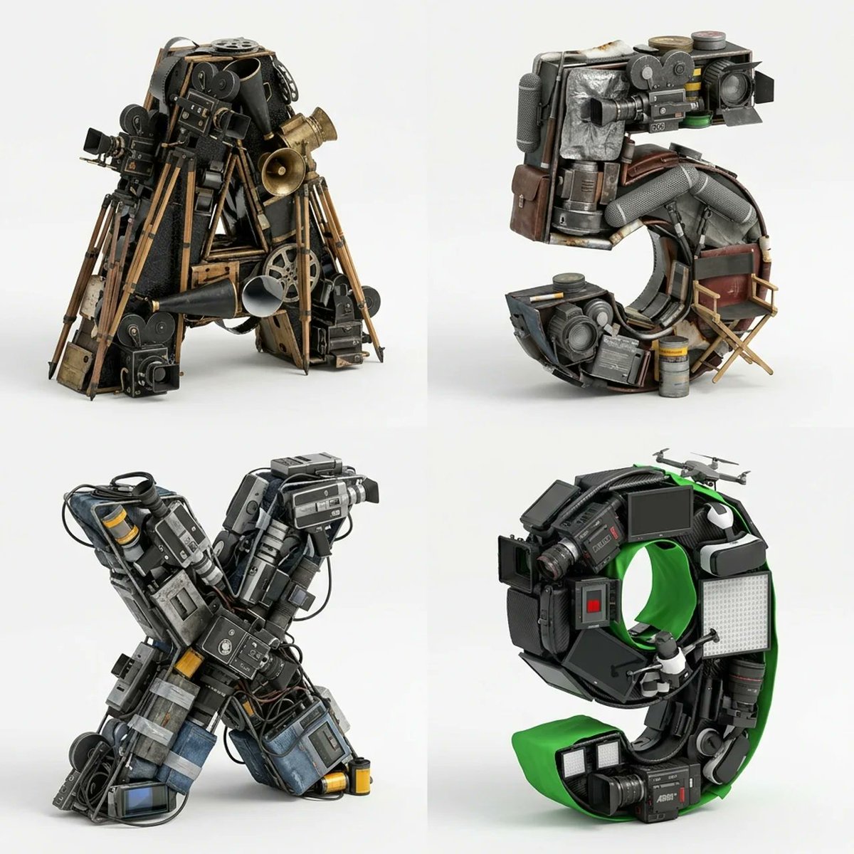 Cinema Era Typography Sculpture