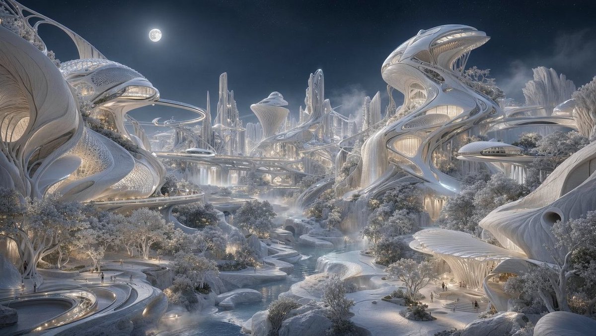 Moonlit Biomorphic Metropolis Dreamscape