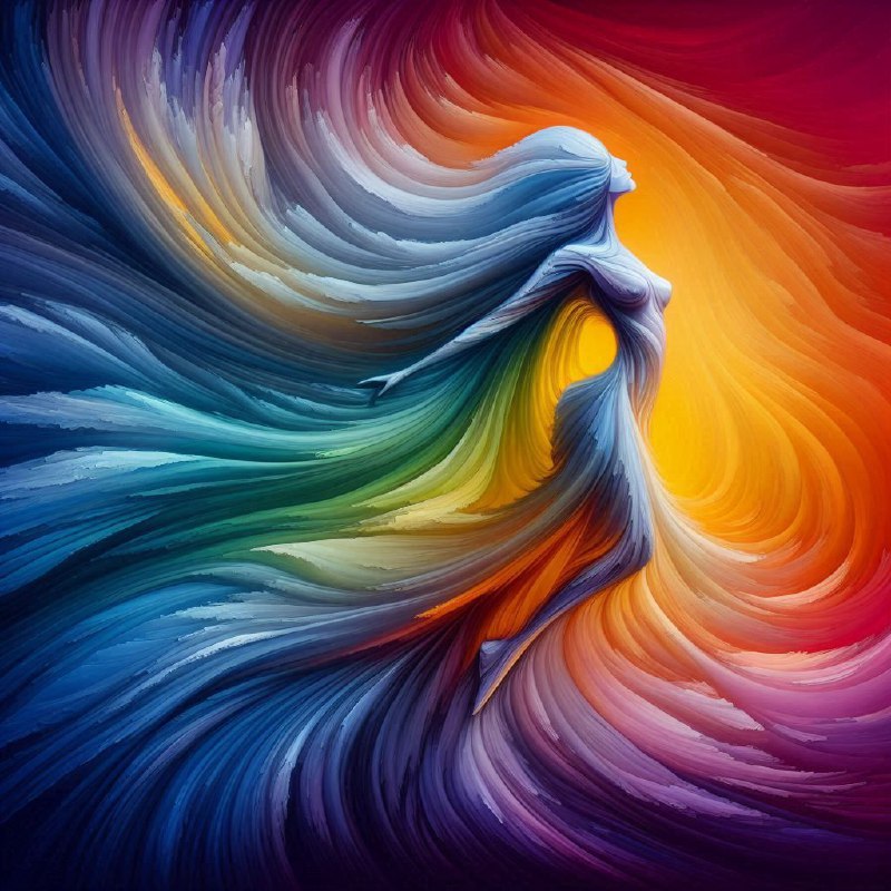 Crystal Woman Emerging From Two-Color Gradient Blend
