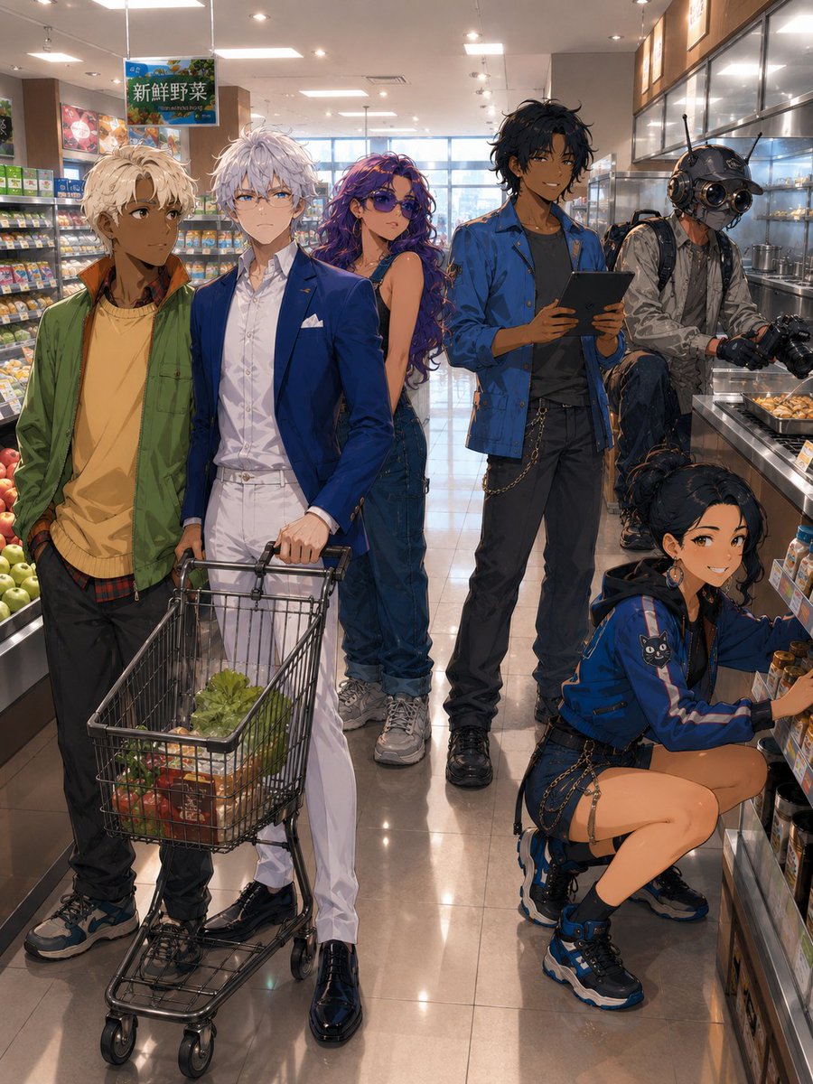 Anime Supermarket Group Scene
