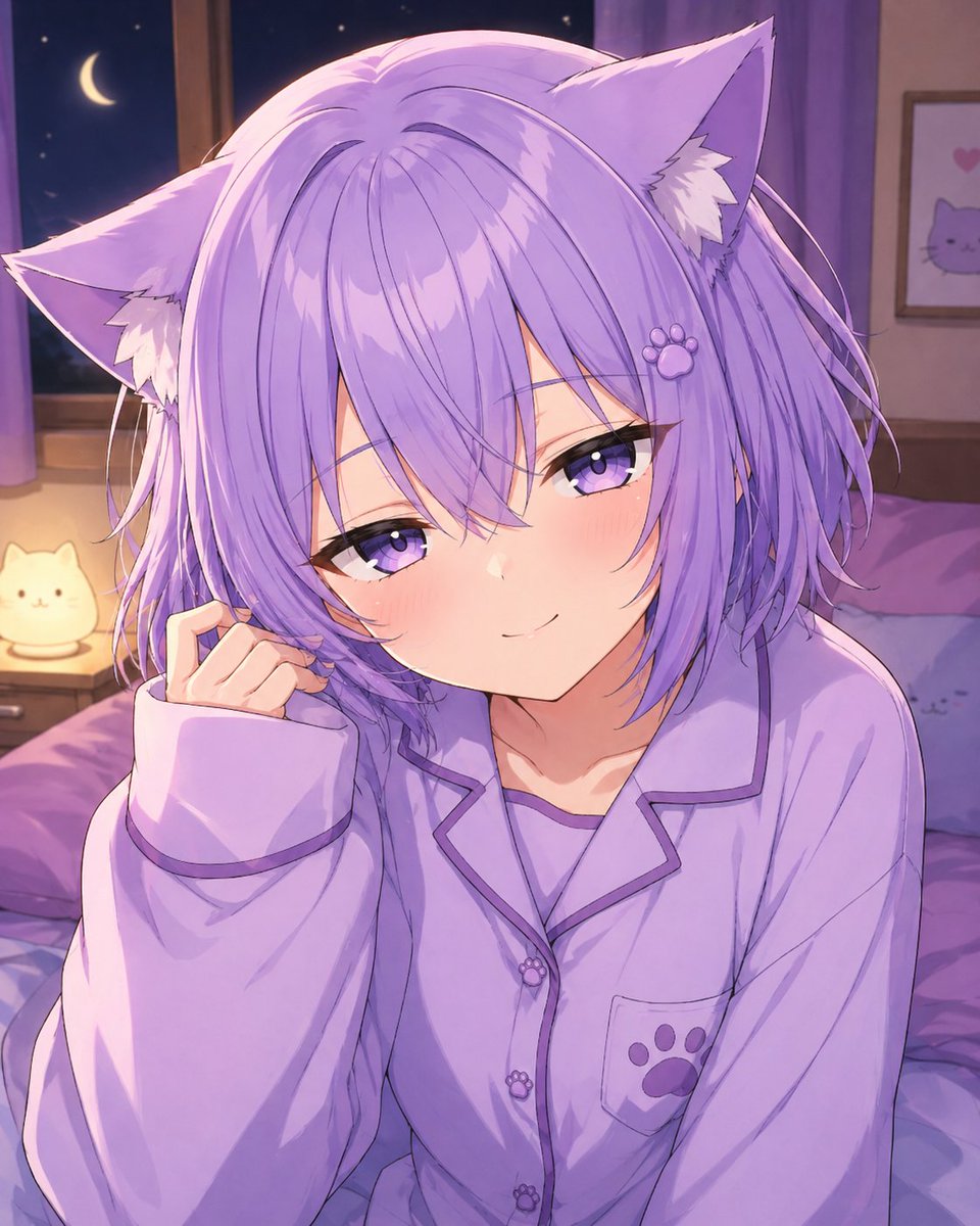 Dreamy Lavender Catgirl Bedroom