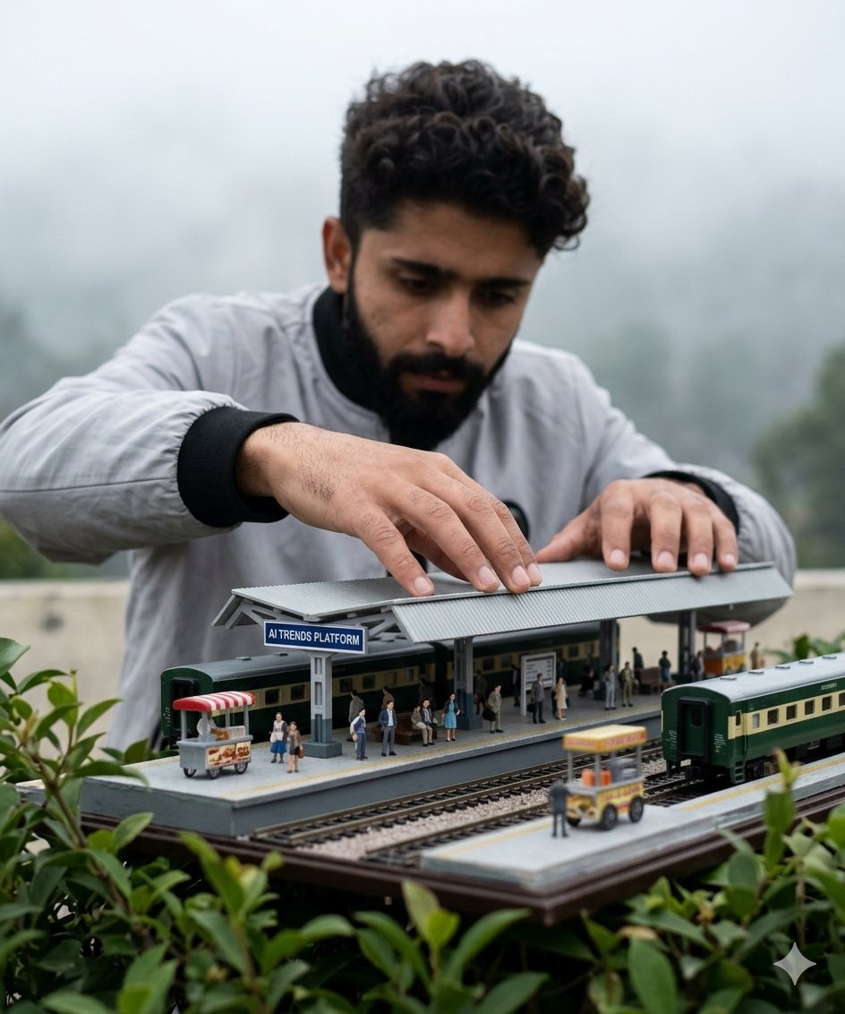 Giant Caressing Miniature Train Station