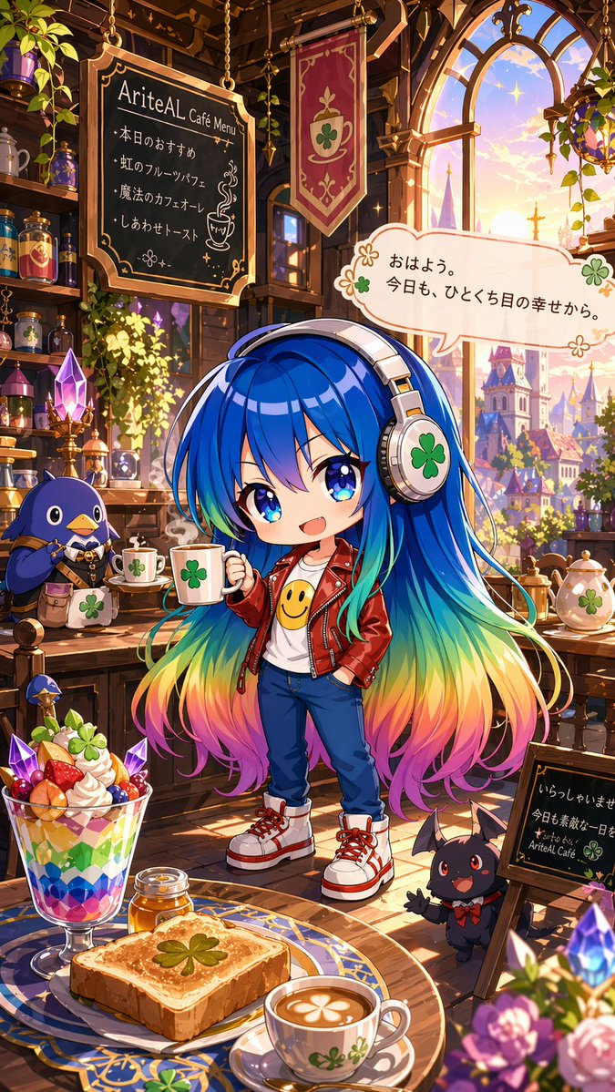 Whimsical Anime Cafe Illustration