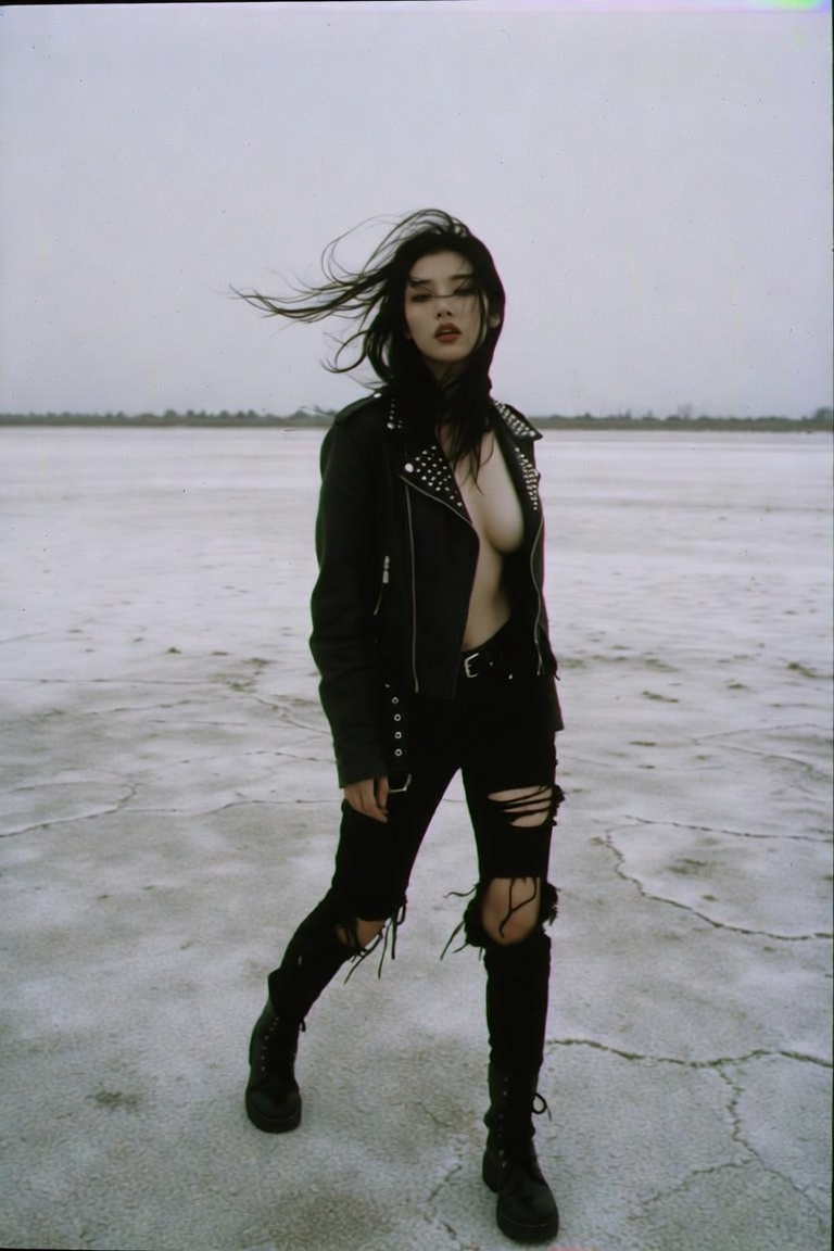 Punk Girl on Salt Flats