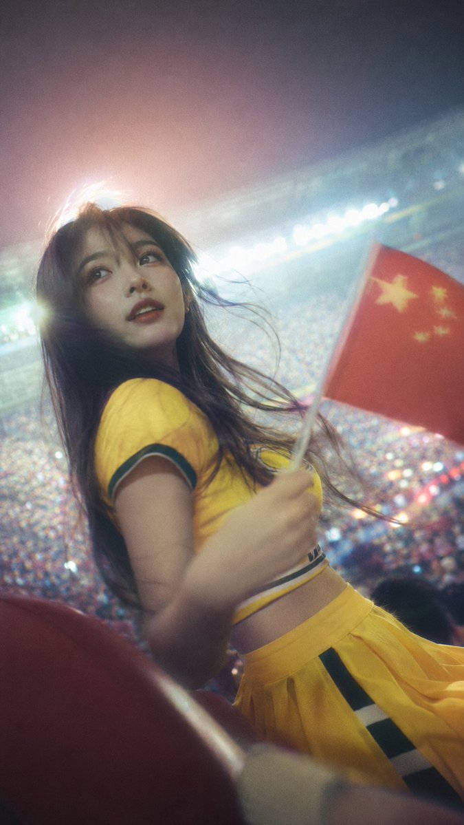 Energetic Cheerleader Stadium Night