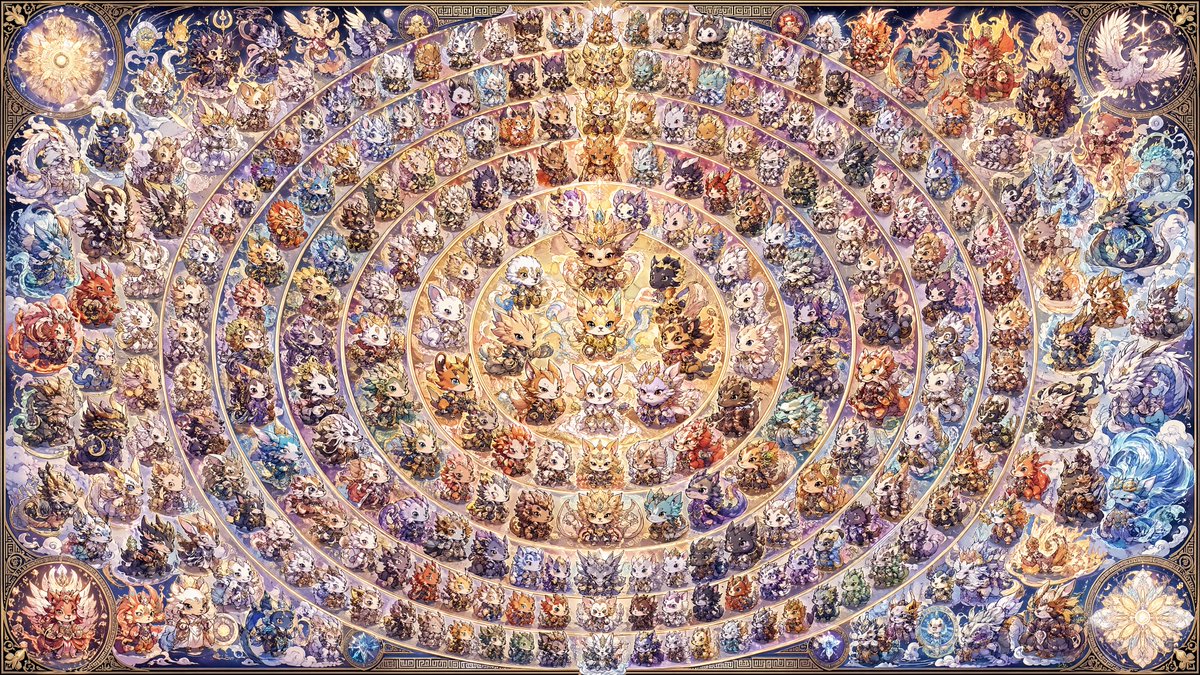 108 Chibi Beast Mandala Epic Poster