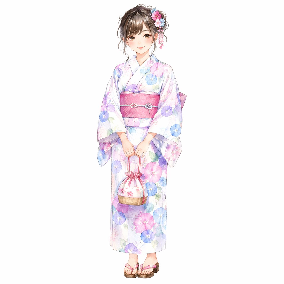 Watercolor Kimono Fashion Illustration