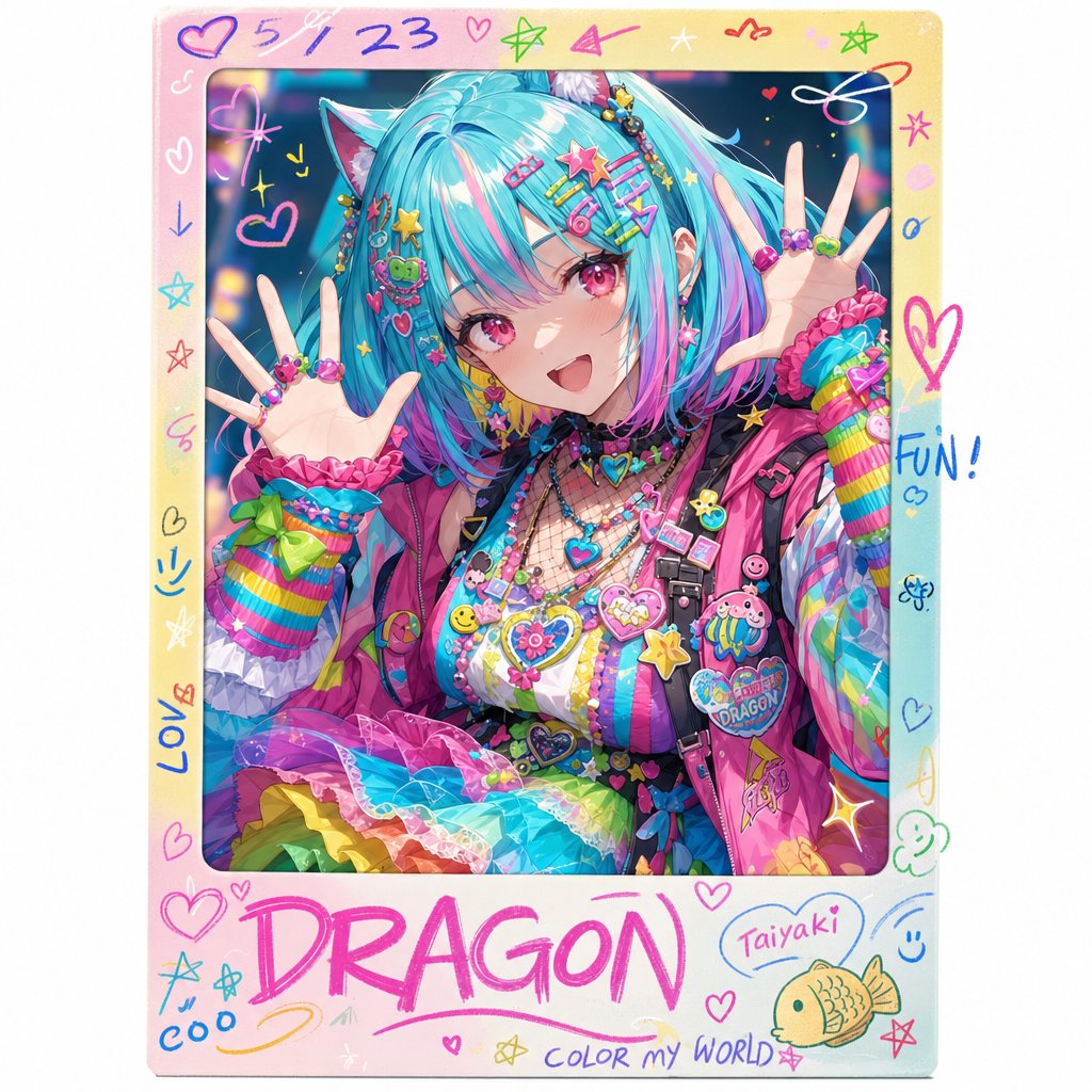 Rainbow Decora Polaroid Girl