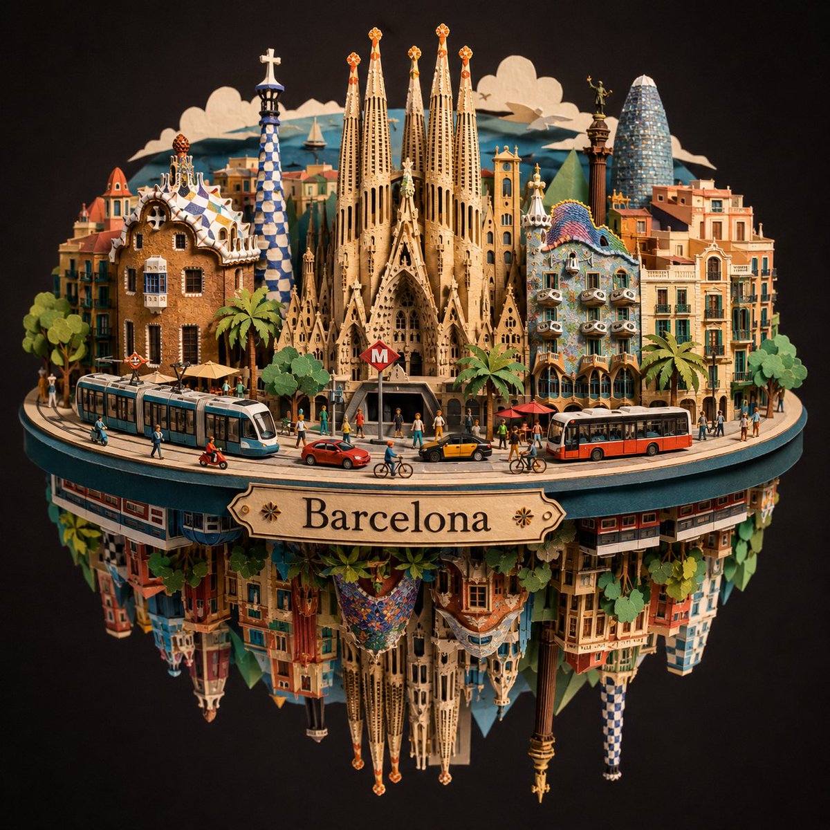 Barcelona Paper Globe Diorama