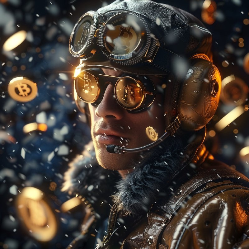 Stylized Aviator Amid Falling Bitcoins Cinematic Shot