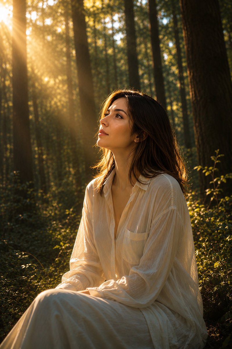 Golden Hour Portrait In Pine Forest