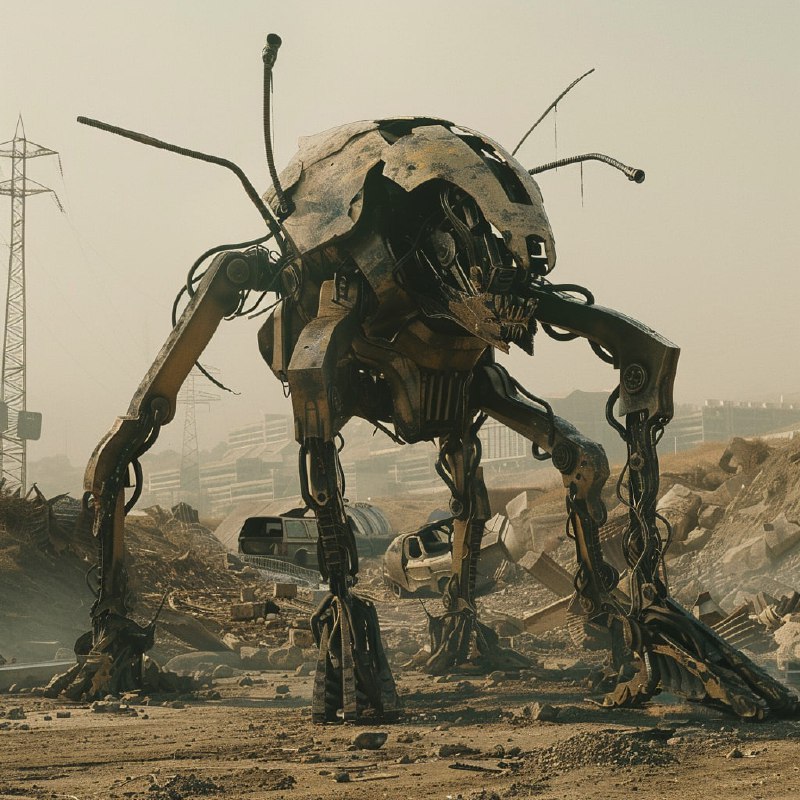 District 9 Style Character Amid Broken Structures