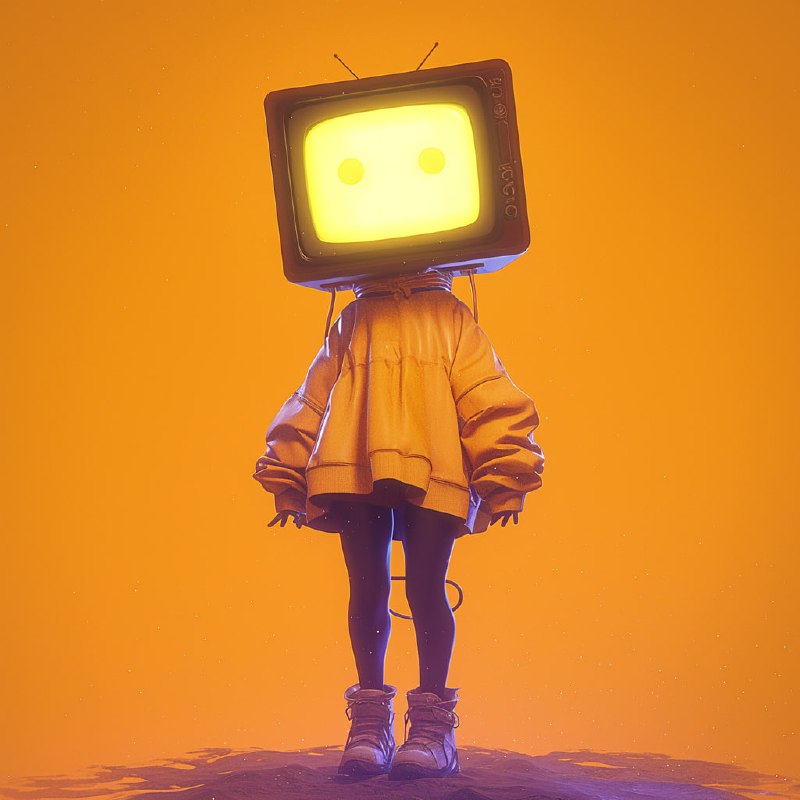 Cute TV-Headed Person in Wonderful Outfit 3D Style