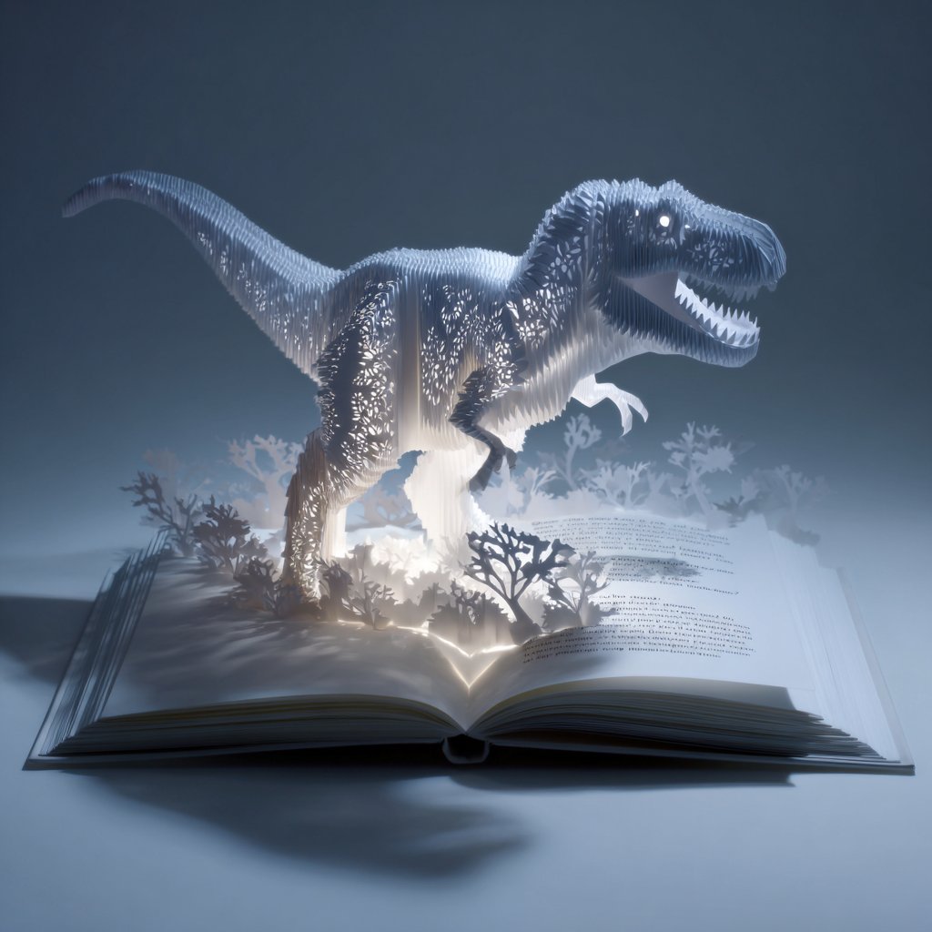 Origami T-Rex Pop-Up Book Glow