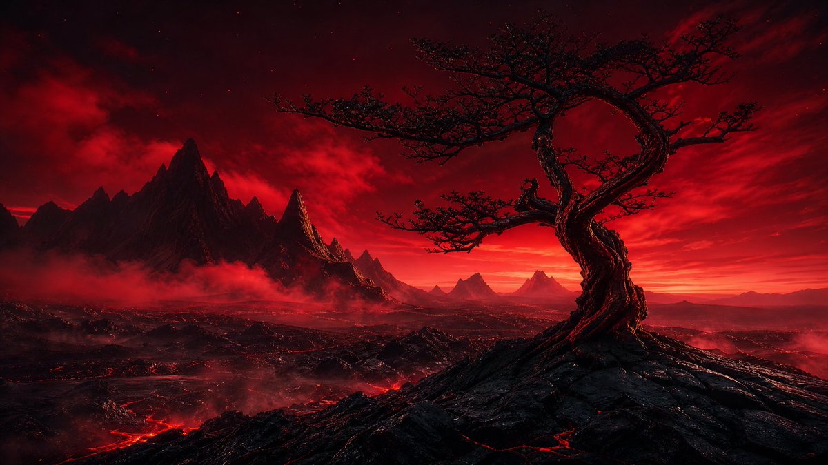 Twisted Heart Tree in Blood Dusk