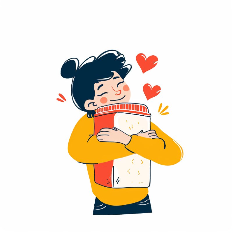 Minimal Comic of Person Happily Hugging a Product