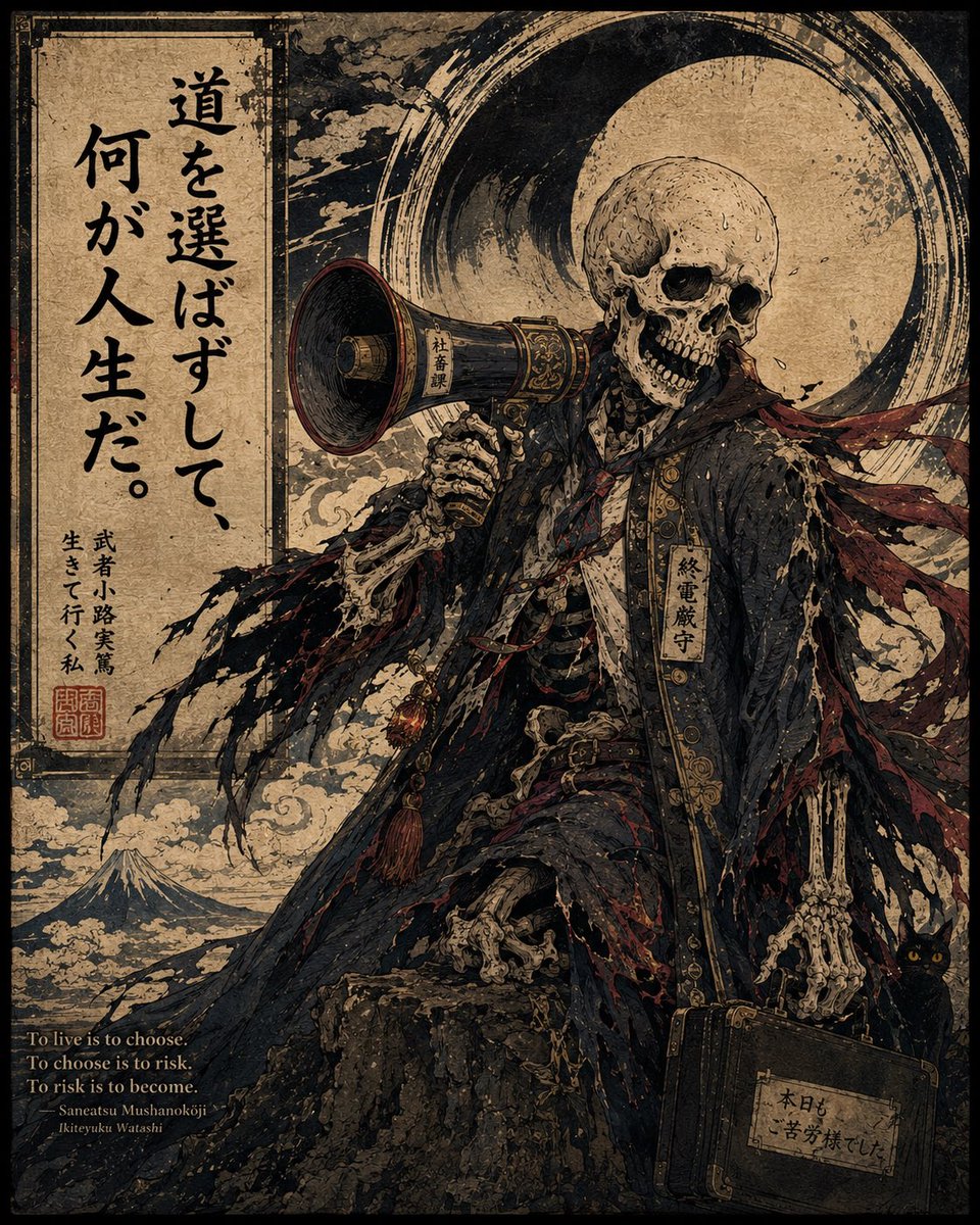 Skeletal Salaryman Ukiyo-e Poster