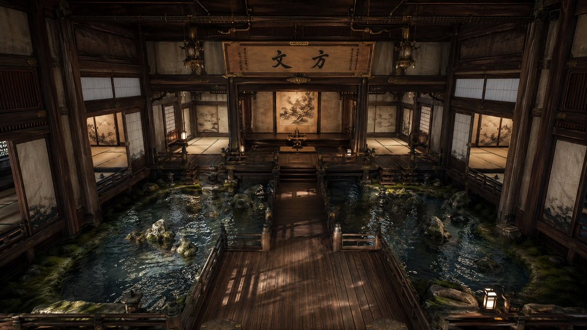 Cinematic Japanese Temple Interior