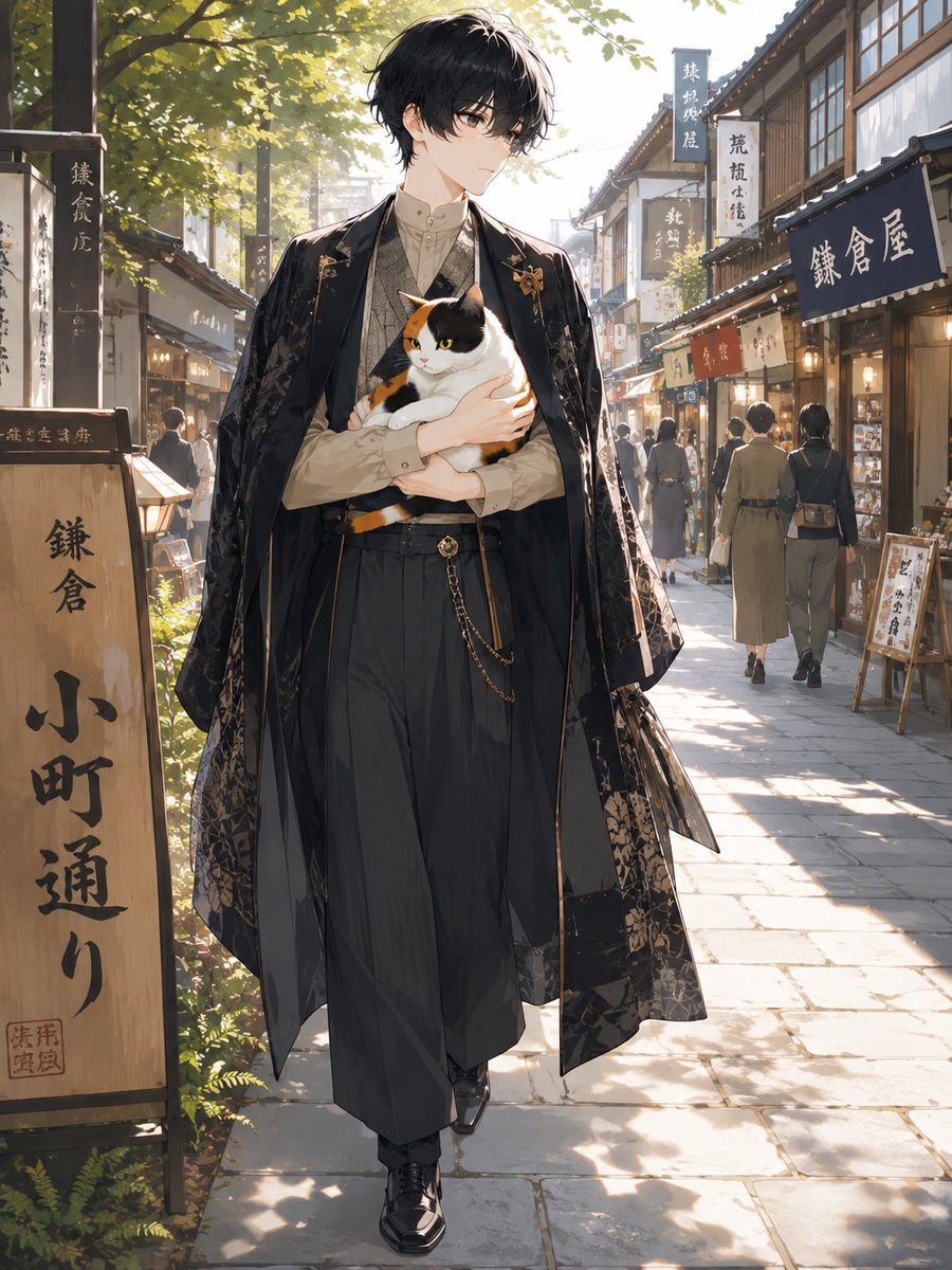 Mysterious Boy & Calico Cat