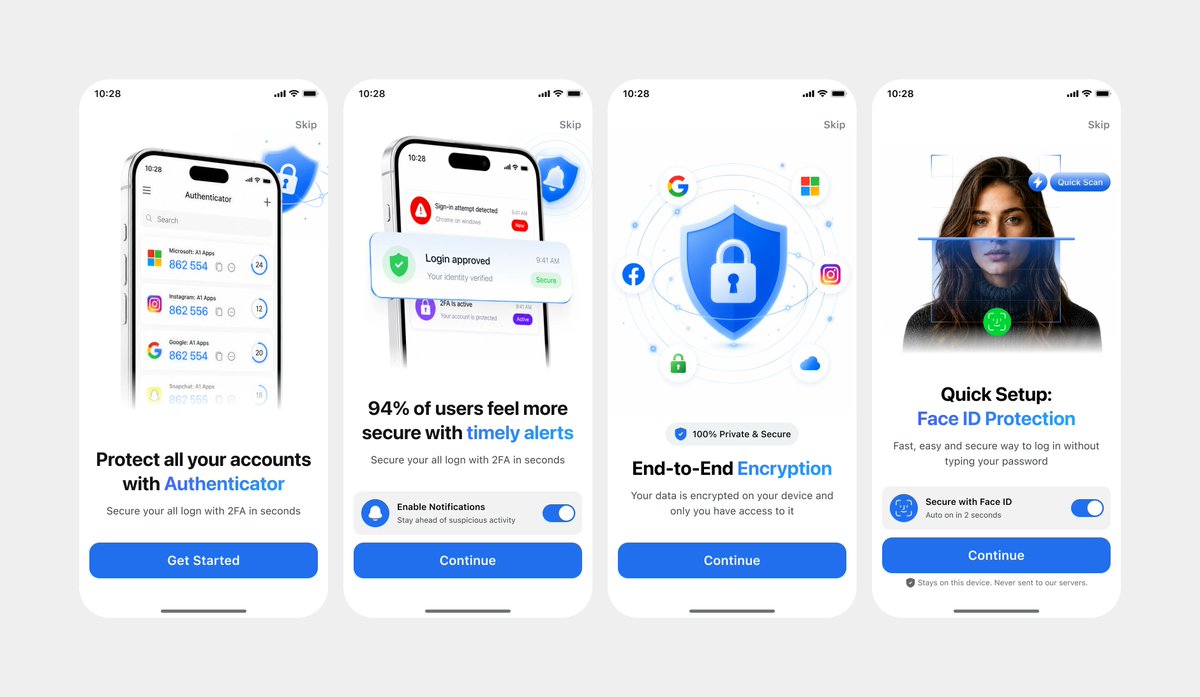 Authenticator App Onboarding UI Mockup