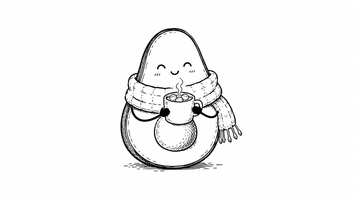 Cute Avocado Hot Cocoa Line Art