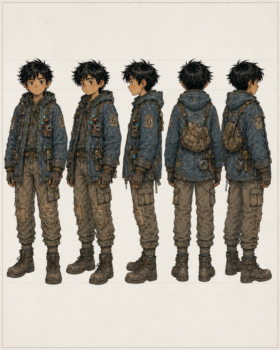 Anime Scavenger Character Turnaround Sheet
