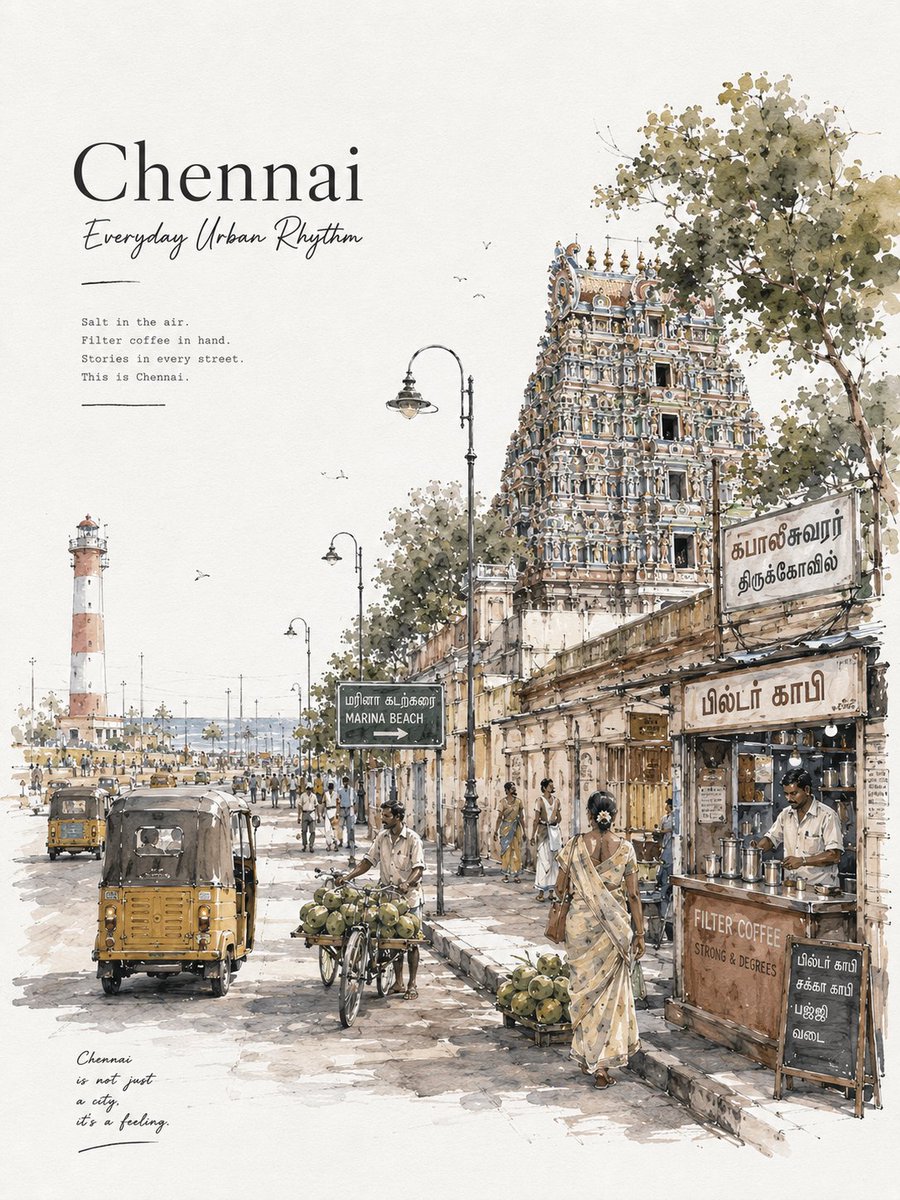 Chennai Watercolor Street Journey