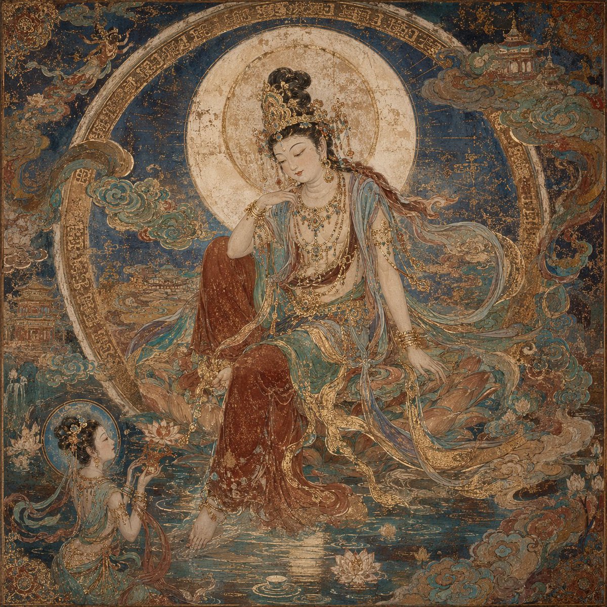 Dunhuang Shuiyue Guanyin Mural Art
