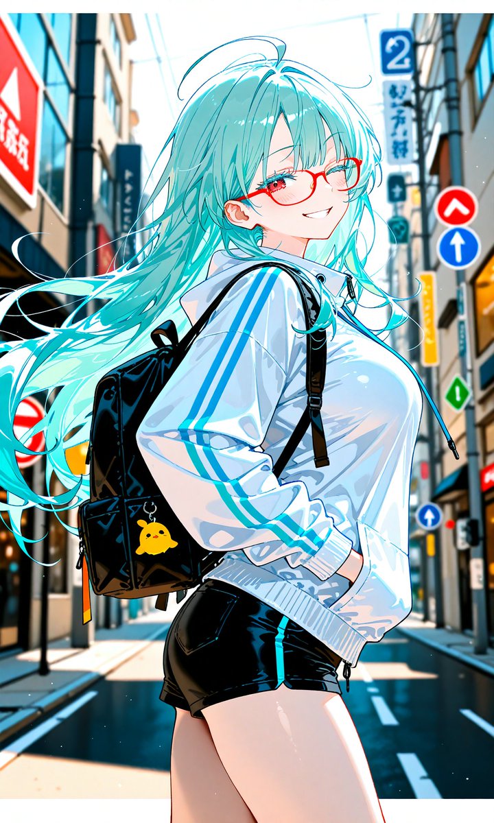 Turquoise Anime Girl Street Style
