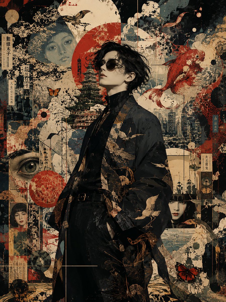Japanese Noir Surrealist Fashion Collage