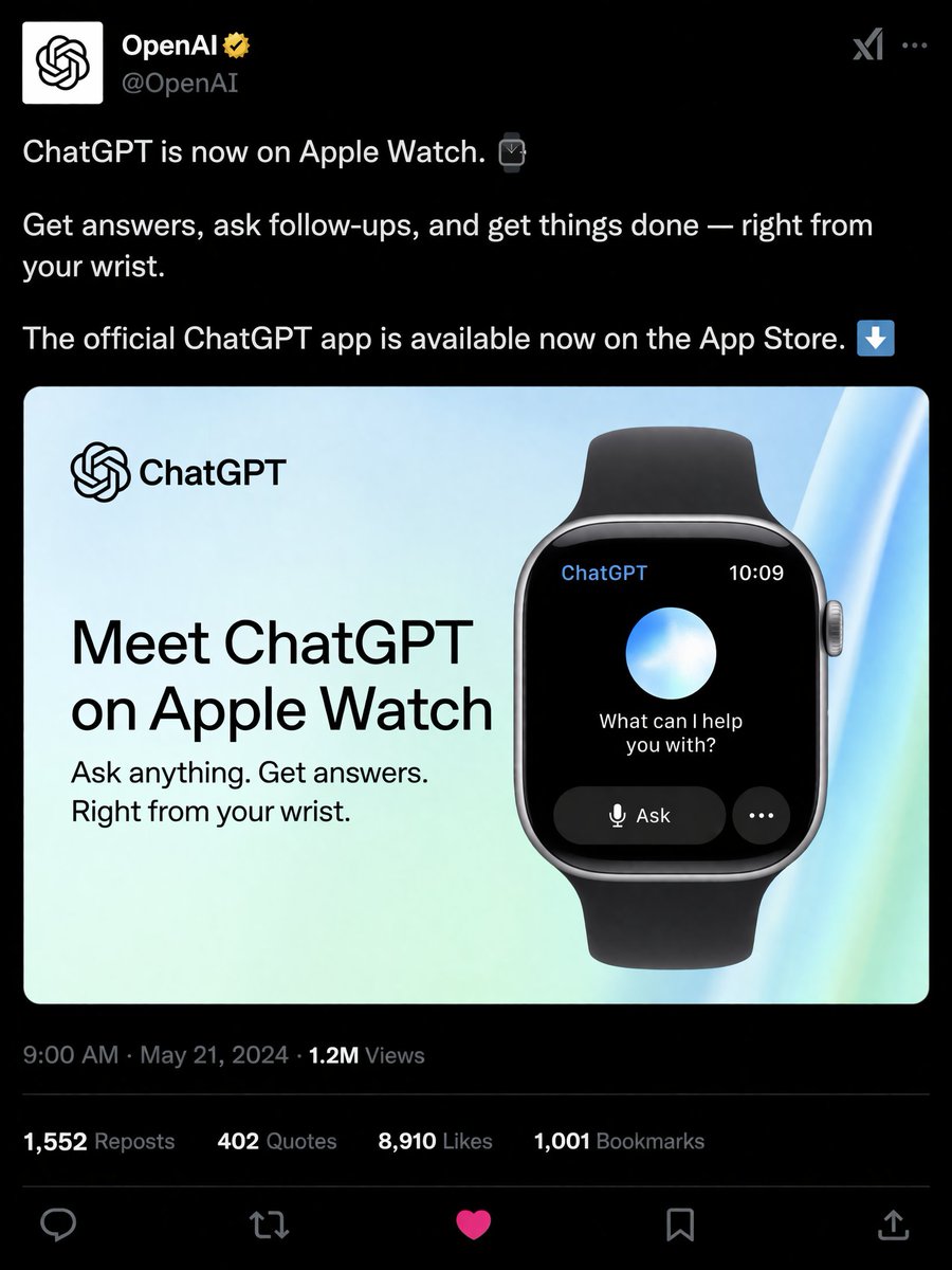 ChatGPT Lands on Apple Watch