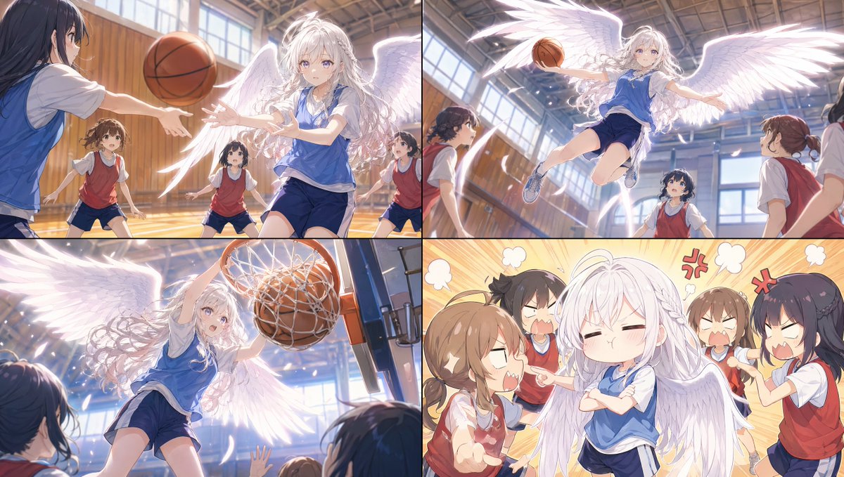 Angel Girl Basketball Dunk Storyboard