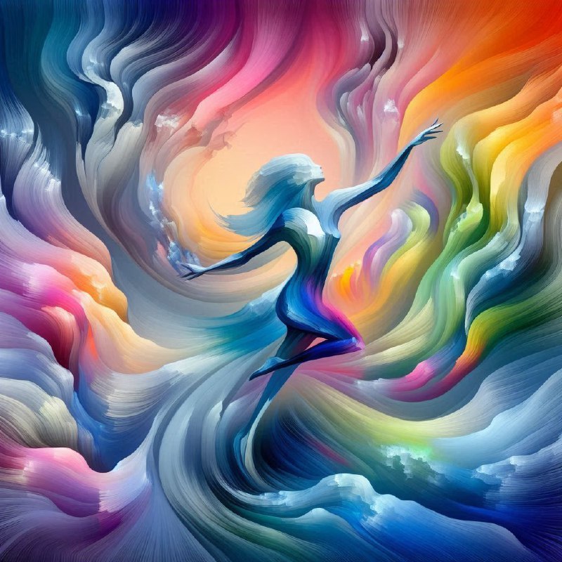 Surreal Crystal Woman Dissolving Into Color Gradient