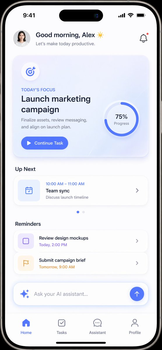 Minimalist Productivity App UI Mockup