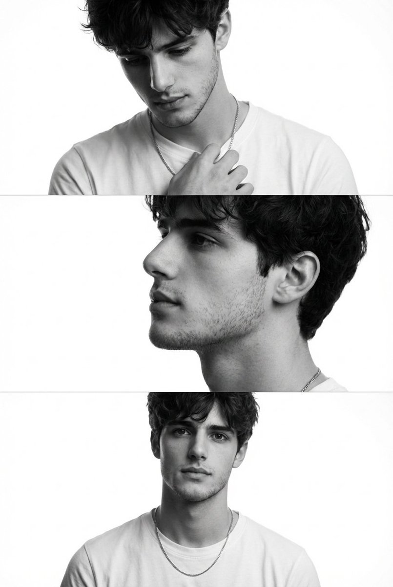 Masculine Noir Triptych Portrait