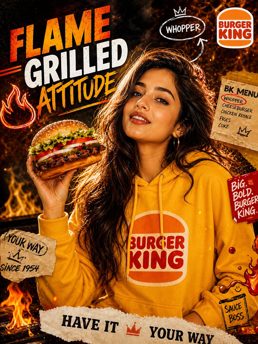 Flame Grilled Burger Ad Visual