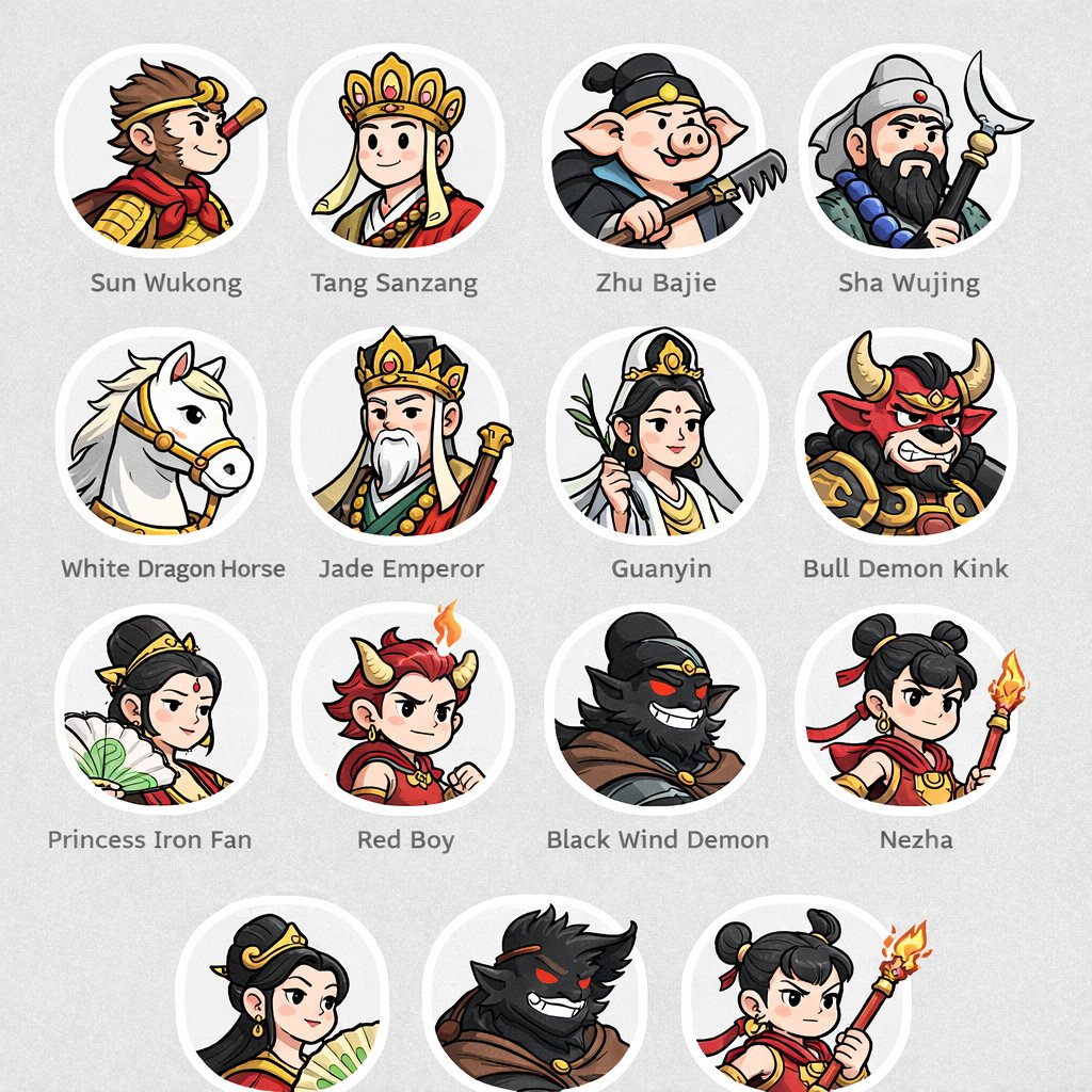 Journey To The West Character Grid