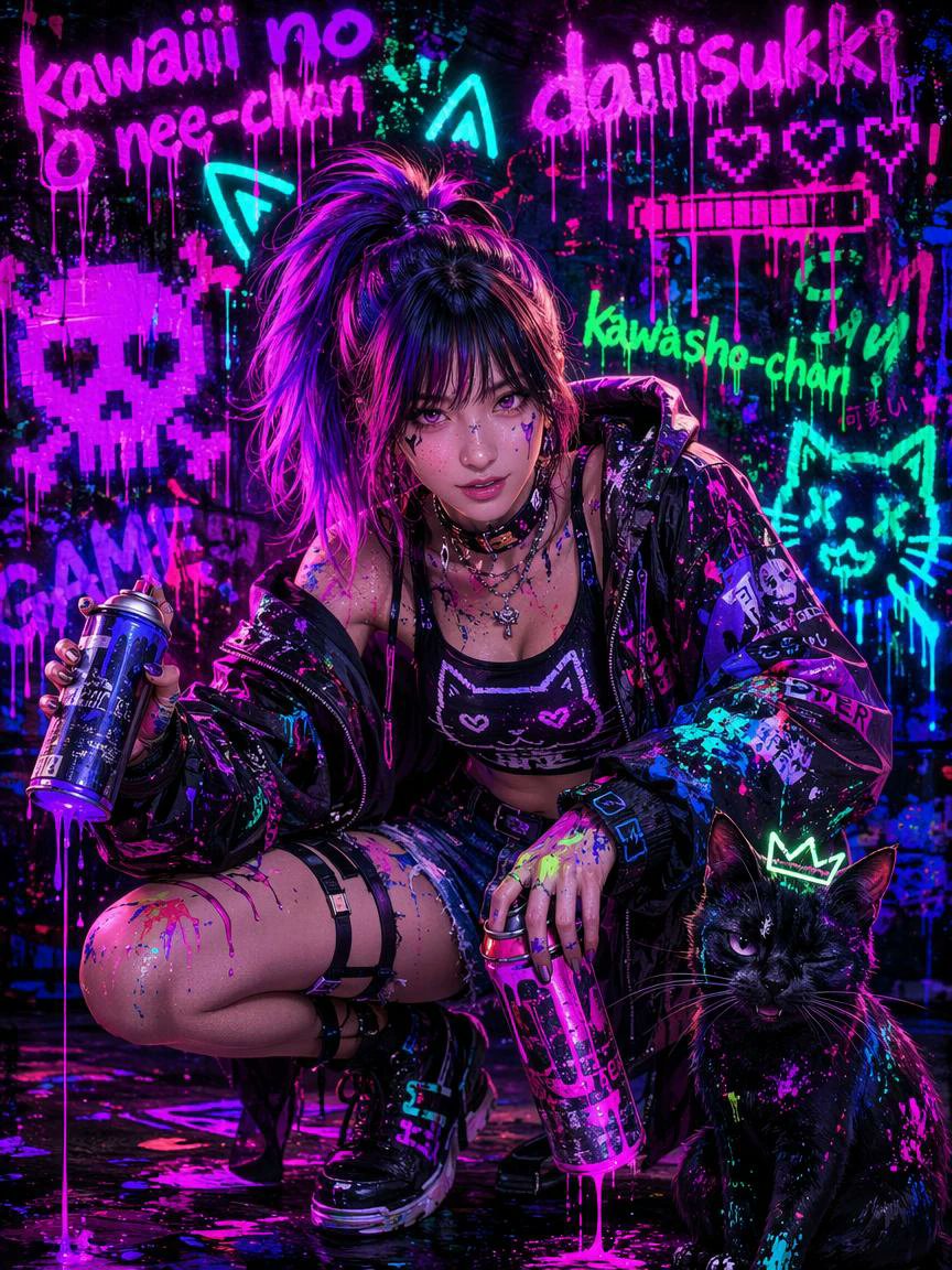 Cyberpunk Graffiti Street Fashion