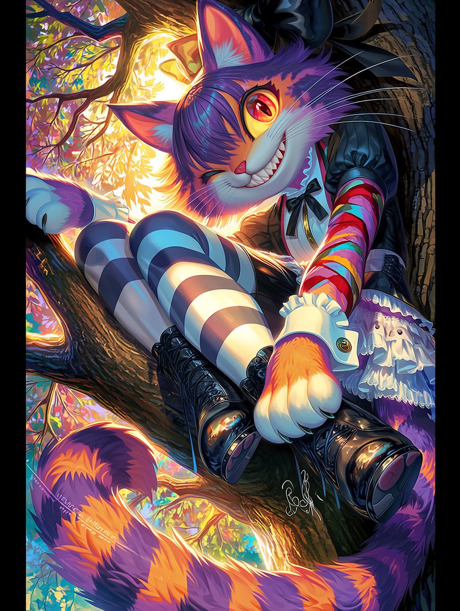 Dark-Pop Cat Girl Sunset Fantasy
