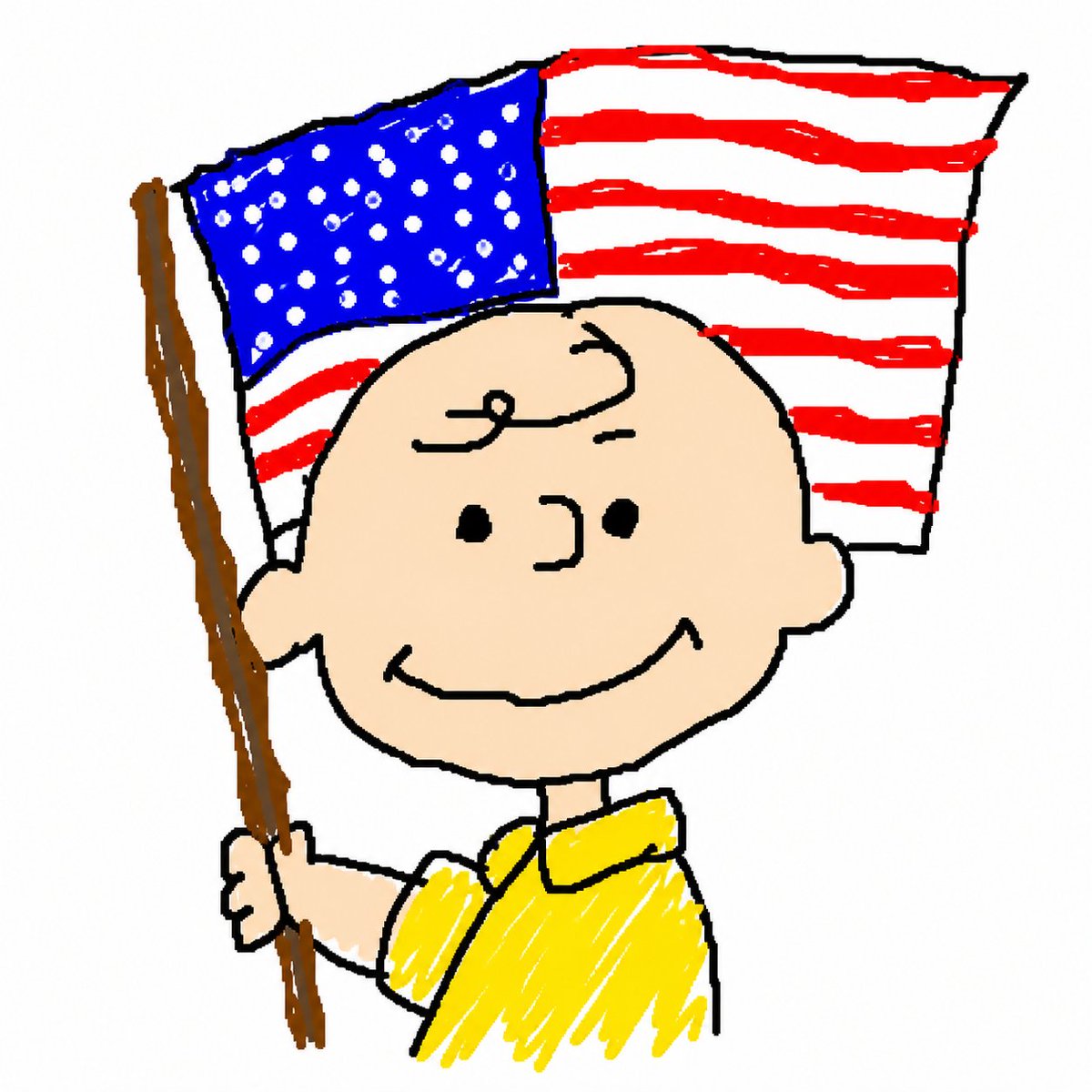 Charlie Brown Flag Doodle Art